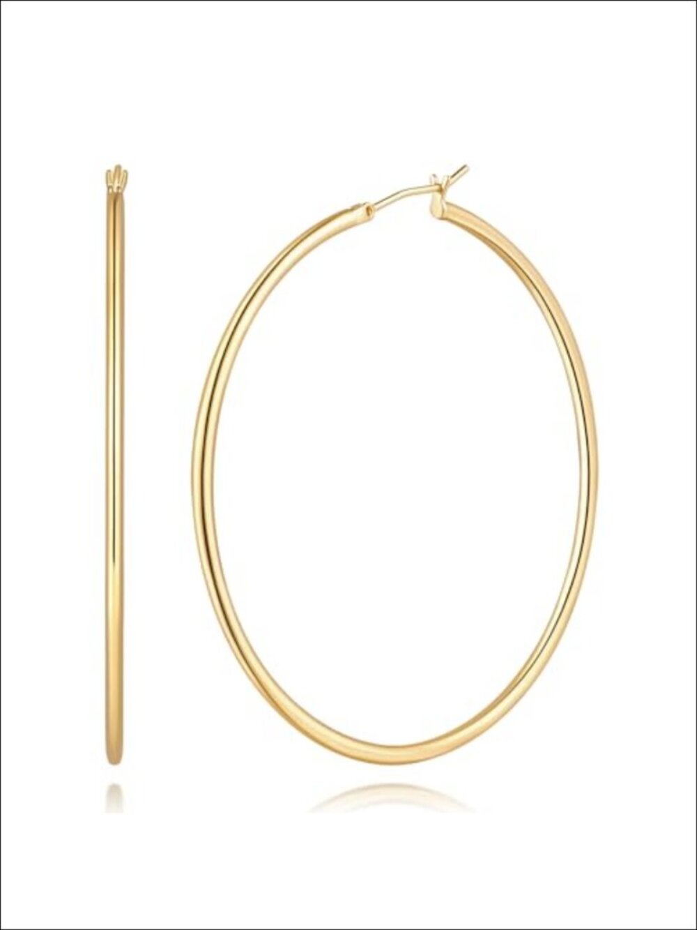 14K Gold Plated Hoop Earrings for Women Classic Round Hinged Hoop